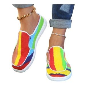 ROSY Yellow & Red Abstract Mule Boat Shoes- Women